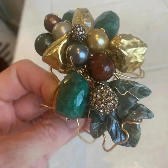 Amethyst And Crystal Wire Band Statement Bracelet - Picture 4 of 4